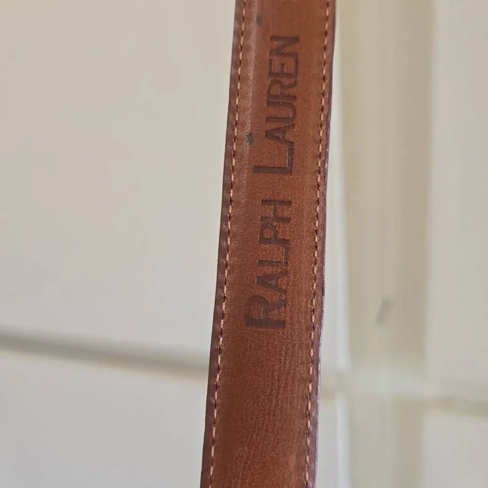 Ralph Lauren Vintage Brown American Alligator Belt with Silver Buckle, 26